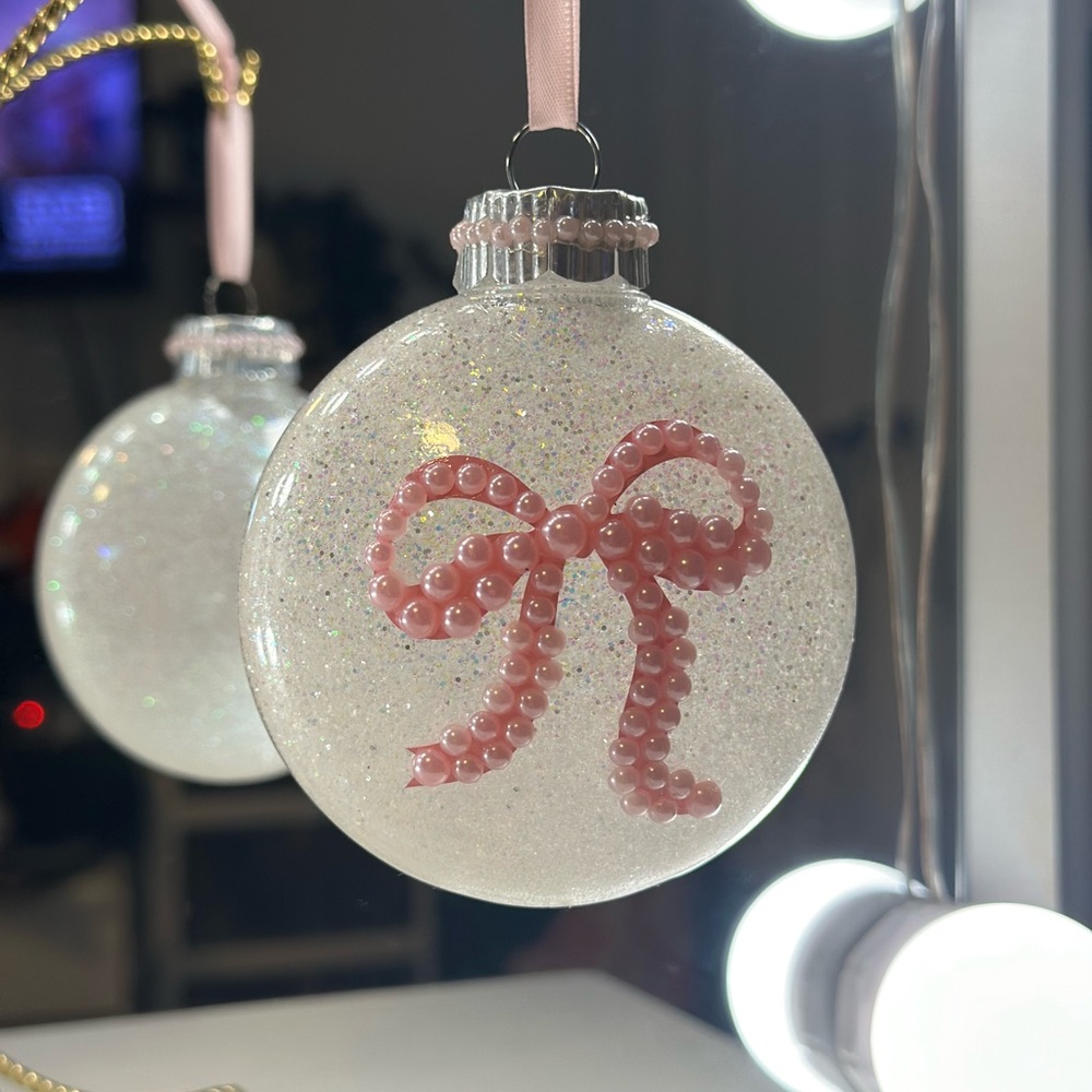 Coquette Pink Bow Holiday Ornament